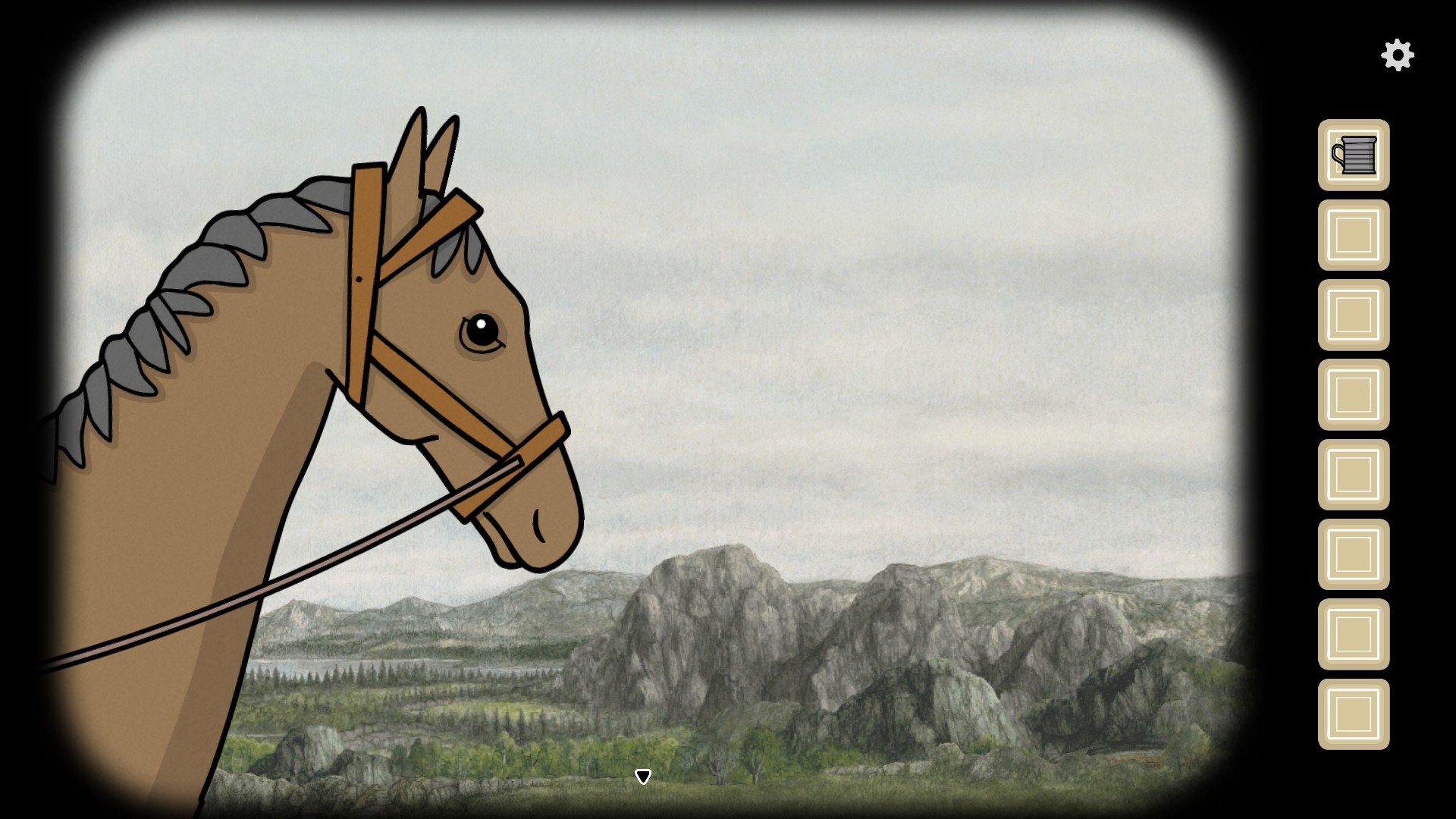 In-game screenshot showing the horse during the arrival scene
